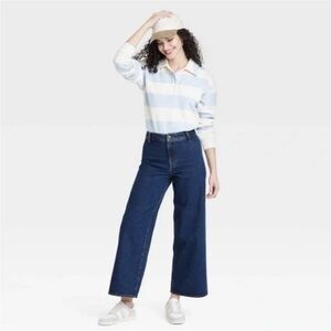 Women's Universal Thread Size 2R High-Rise Sailor Wide Leg Ankle Jeans